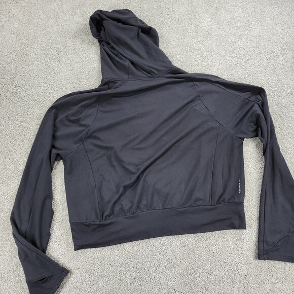 The North Face Womens Flashdry Hoodie XL Black Crisscross Cropped Thumb Holes - Picture 4 of 16